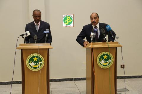مؤتمر صحفي بين الرئيس الموريتاني ونظيره الغييني 